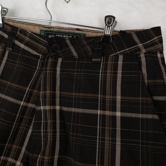 O'Neill Shorts Men's 31 Brown Plaid 11 Inch Inseam Flat Front - Picture 2 of 14